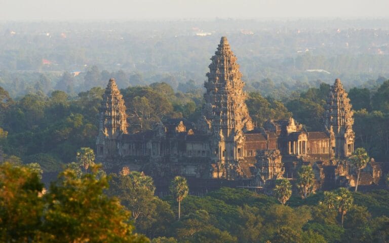 Aerial view of Angkor Wat temple, Siem Reap, Cambodia.